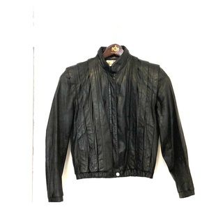Vintage Cropped Leather Moto Jacket